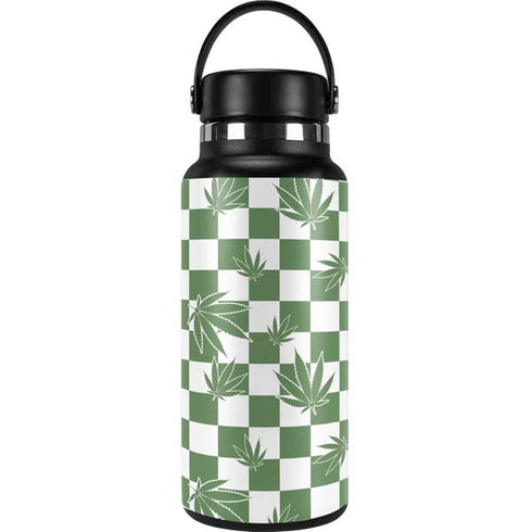 Marijuana Green Checkered Hydro Flask 32oz Wide Mouth Skin